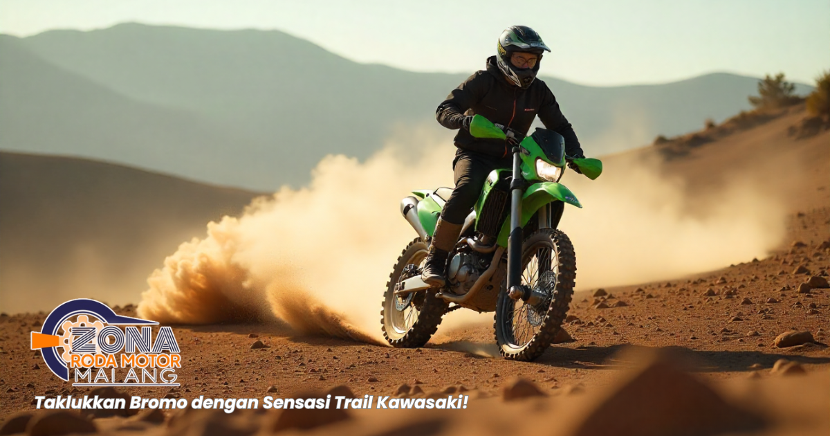 Offroad Bromo seru pakai motor trail Kawasaki